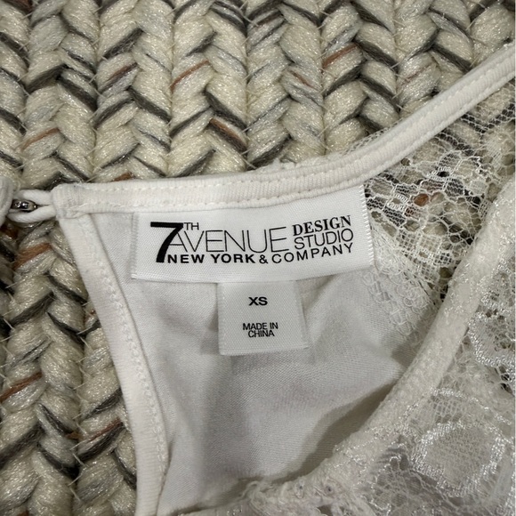 New York and Company White Lace Cap Sleeve Blouse - Picture 7 of 11